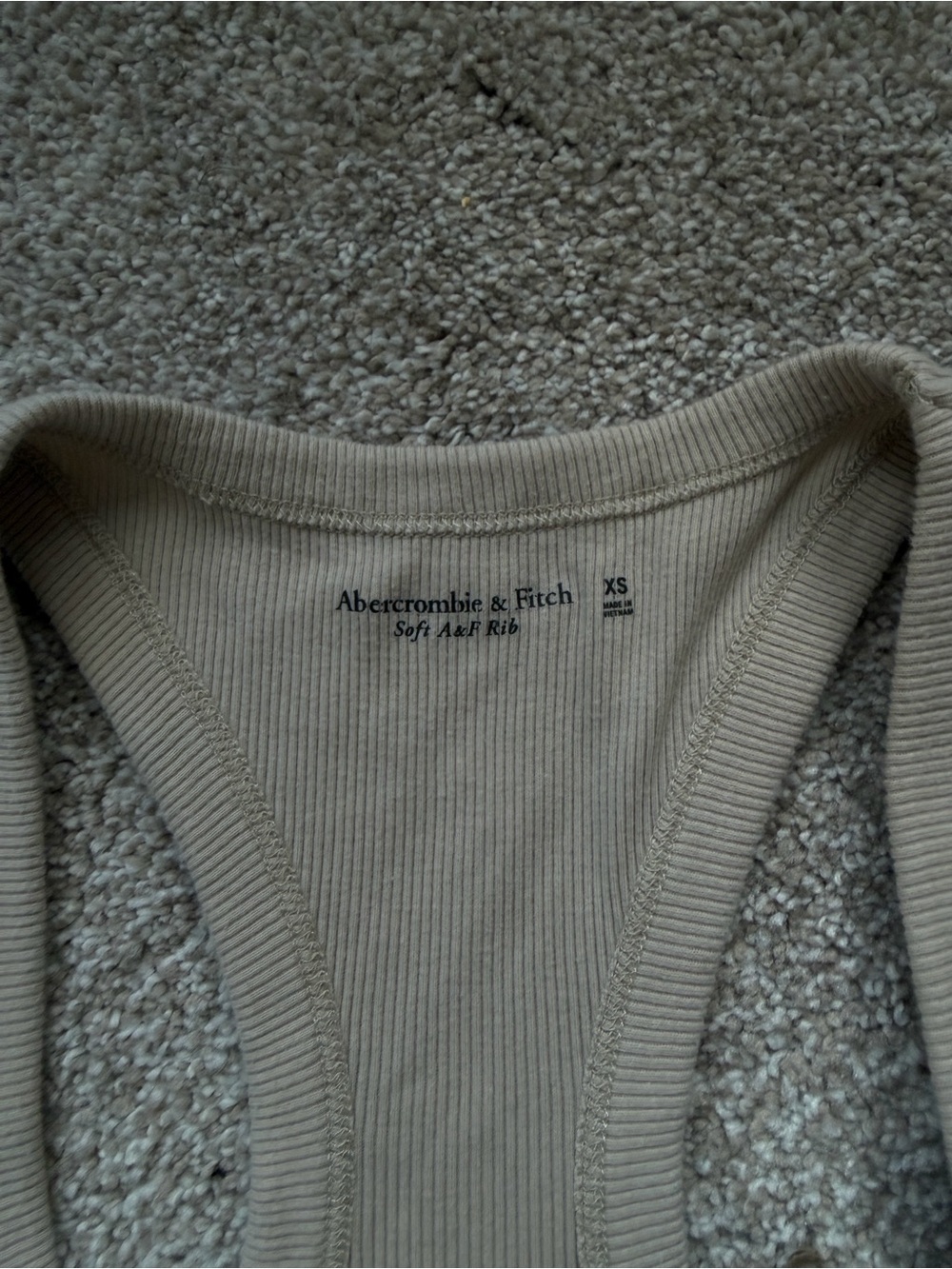 Abercrombie & Fitch Beige Ribbed Racerback Crop Tank - Picture 2 of 2